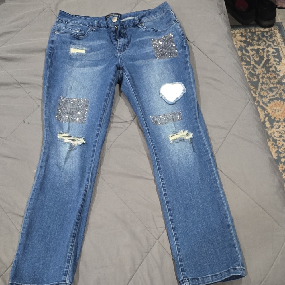 Midnight Velvet Blue Jeans with Silver Accents